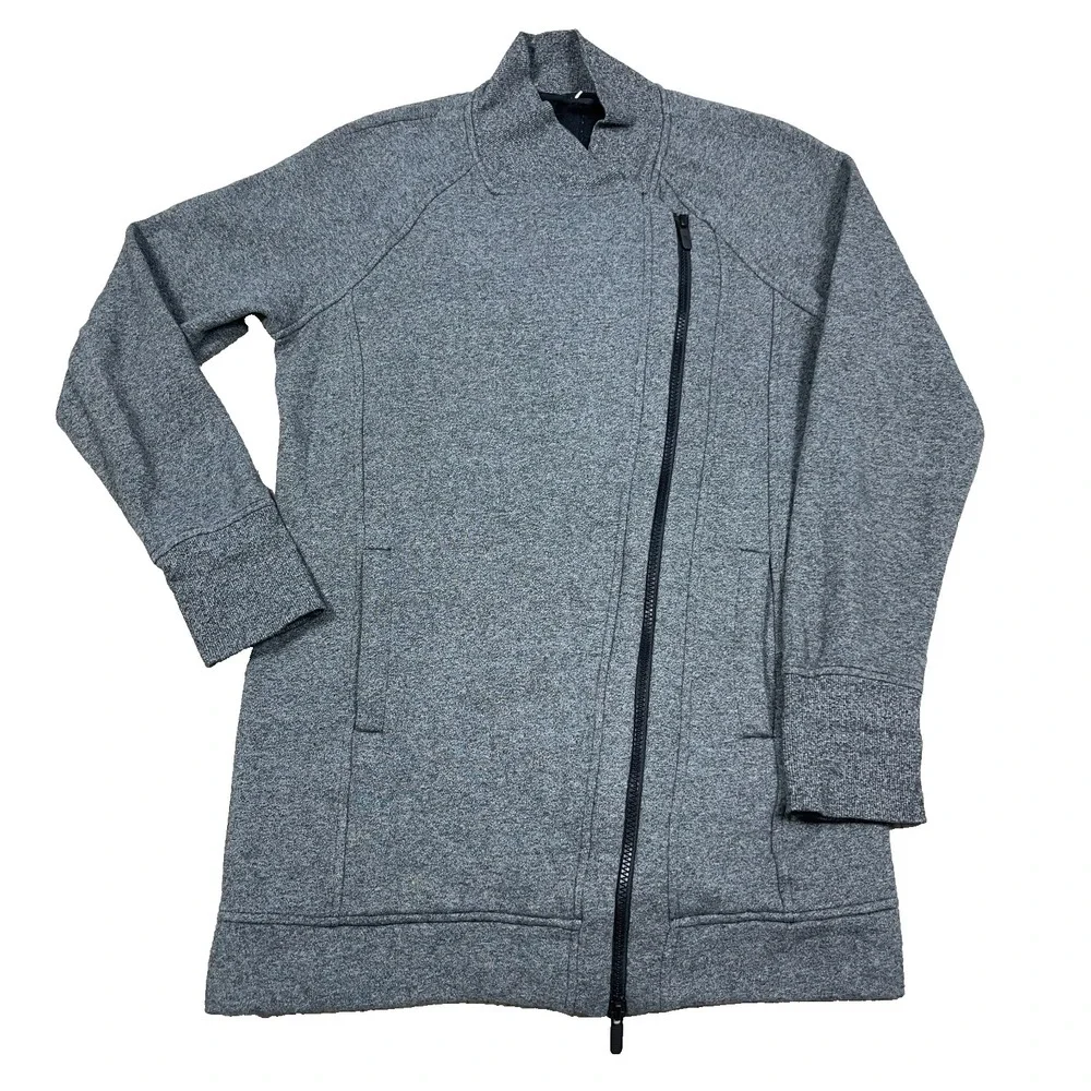 Lululemon Back To It‎ Wrap Fleece Jacket Heathered Stretch Full Zip Gray Size 6